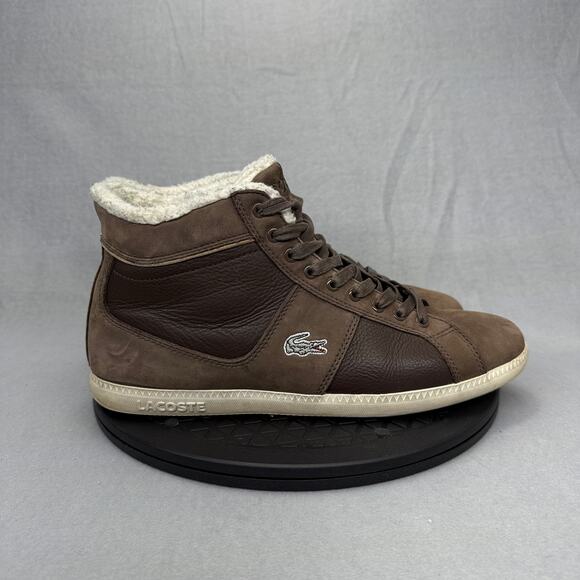 Lacoste Observe Hi Top 3 brown suede Women's Sneakers Size 10 15SPW4599 - Picture 1 of 7